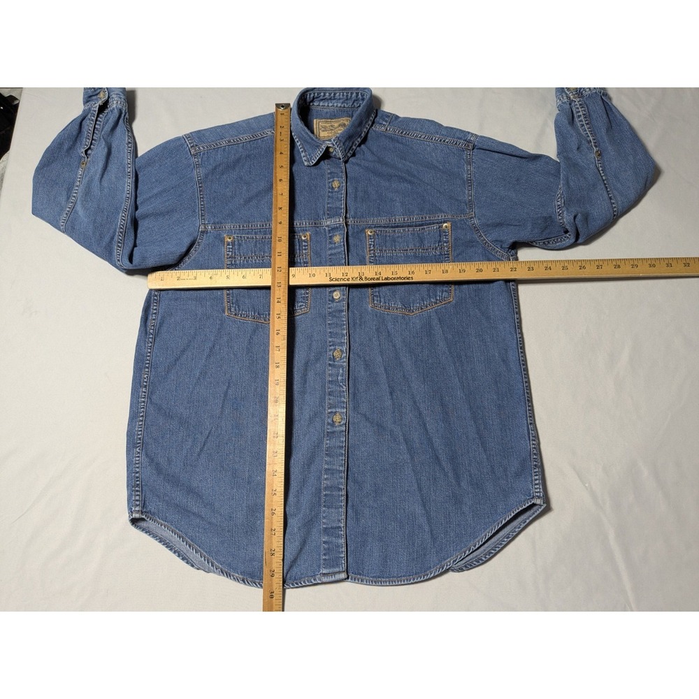 VTG 80s CALVIN KLEIN Weathered American Classic Blue Denim Shirt - Women Medium - Picture 8 of 16
